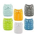ALVABABY Cloth Diaper Pocket Washable Adjustable Reusable Cloth Diapers Nappies For Boy And Girl 6 Pack With 12 Inserts 6BM98