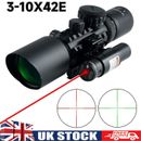 3-10X42E Riflescope Compact Red Green Laser Sight Tactical Optics Reflex Scope 