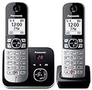 Panasonic KX-TG6862JTB Telefono Cordless Digitale con Segreteria Telefonica Digitale, Unità Base e 2 Ricevitori, ID Chiamante, Blocco Chiamate, Blocco Chiamate Automatiche, Display LCD, Nero