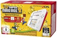 Nintendo 2DS Console White And Red Rouge And New Super Mario Bros 2 Very Good 4E