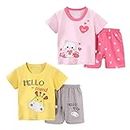 Kumary Toddler Girls Summer Clothes Set Kids Fruit Print T-shirt Short Sets 2 Pack Cotton Outfits Set for 2-6 Year
