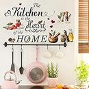 Runtoo Adesivo da parete con scritta "Kitchen is the heart of the home" (lingua italiana non garantita)