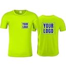 Custom Logo Mens Neon Yellow Tshirts Dry Fit Personalized Work Shirts Athletic Construction Activewear Swim Fishing Running Shirts