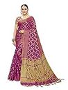 SIRIL Women's Silk Blend Woven Design Kanjeevaram Saree with Blouse (1415S150; Purple)