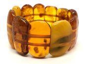 Old Amber Bracelet Vintage Big Size BALTIC Egg Yolk Yellow Honey Beads 61g 13640