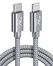 Wayona Type C to Lightning MFI Certified 20W Fast charging Nylon Braided USB C Cable for iPhone 14, 14 Pro, 14 Pro Max, 14 Plus, 13, 12, 12 Pro, 11, 11 Pro Max iPhone 12 Mini, X, 8 (2M, Grey)