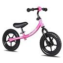 JOYSTAR Kids Balance Bike for 18 Months 2, 3 4 and 5 Years Old Boys & Girls, 12" Toddler Training Bike for Baby, Lightweight & Adjustable No Pedal Bicycle for Children, Pink