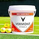 Vermont Mini Orange Tennis Balls [60 Ball Bucket] - Stage 2 ITF Approved Tennis Balls
