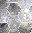 Arthouse Marbled Hex Matt Grey & Rose Gold Metallic Wallpaper for Living Spaces & Feature Walls, Kitchen Bedroom Hallway Dining Wallpaper 10.05m x 0.53m Roll, Marble Effect Geometric Design 908502