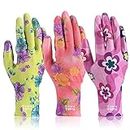 CARE HOME 3 Pairs Garden Gloves for Women, Breathable Nitrile Coated Gardening Work Gloves for Women, Medium Size
