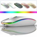 LED Wireless Mouse Rechargeable Slim Cordless Optical for PC Laptop Computer AU