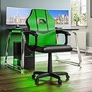 Vida Designs Racing Comet Gaming Computer Chair, Green & Black, Office Executive Adjustable Swivel Recliner PU Faux-Leather