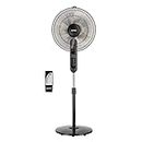 GEEPAS 16’’ Pedestal Fan with Remote Control – 60W Powerful Free-Standing Oscillating Cooling Fan – Height Adjustable, 7.5 Hour Timer - 3-Speed, 5-Blade Air Cooling Floor Fan Home Office (Black)