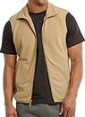 COUVER Men's Full-Zip Polar Fleece Vest, Beige, XX-Large