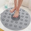 PURAM_Shower Mat, Round Shape Shower Stall Mats Non-Slip Bath Mat, Massage Silicone Mats with Suction Cups & Drainage Hole, Machine Washable Suitable for Shower Room, Bathroom
