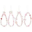 4 Pcs Phone Charm Cute,Phone Strap,Beaded Cell Phone Lanyard,Phone Wrist Strap for Women Girls,Pink Phone Accessories Aesthetic y2k Accessories,Phone Charm Strap,Phone Chain Phone Keychain (Pink)