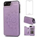 Asuwish Phone Case for iPhone 6plus 6splus 6/6s Plus with Screen Protector and Wallet Cover Flip Credit Card Holder Stand Cell iiPhone6 6+ iPhone6s 6s+ i 6P 6a S Six iPhone6splus Women Men Purple