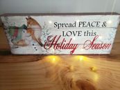 Stony Creek Lighted Wooden Wall Plaque - Spread Peace & Love this Holiday Season