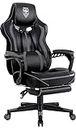 Vonesse Gaming Chair with Footrest Reclining Computer Gaming Chair with Massage Gamer Chair Big and Tall PU Leather Game Chair for Adults Ergonomic Office Chair Racing Chair with Lumbar Pillow(Gray)