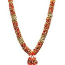 RJ Sales & Promotions 25 inches Satin and Tissue with Plastic Beads Haar Width 1" -Maala for Idols, Photo Frames, Fancy Dress, Marriages etc. (Orange)