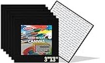 VARIETY CANVAS 3 X 3 Inch Cotton Canvas Board for Painting, 7OZ Primed, Pack of 6 Piece - Black