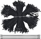 Aakriti 7.6inch Cotton Gift Clothing Price Tag String Hang Tag String Hanging Rope Snap Lock Pin Loop Fastener Hook Ties for Clothes Tags Shoes Snap Lock Luggage Label (Black Cotton Tag, 200pcs)