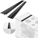 ddLUCK 2 Pack Silicone Stove Hob Counter Gap Cover, 63cm/25" Cooker Gap Filler Heat Resistant Worktop Seals Spills Strips for Oven, Stovetop and Kitchen Appliances Countertop (Black)