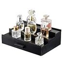 Cologne Display Rack for Men, Wooden Perfume Holder Organizer Tray,3 Tier Cologne Organizer with Drawer Storage (Black)