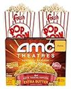 AMC Popcorn Microwave Popcorn Movie Night Basket Gift Set - Extra Butter Flavor, Bundle With 2 Popcorn Bags & Zwivo Sticker