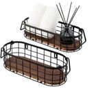 17 Stories 2 Piece Decorative Storage Basket Container Bins Metal in Black/Brown | 3.7 H x 12.9 W x 5.5 D in | Wayfair