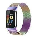 Magnetic for Fitbit charge 6 Band/for Fitbit Charge 5 Band Women Men,Milanese Loop Metal Stainless Steel Breathable Sport Strap Replacement Wristbands