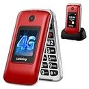 CHAKEYAKE Senior Mobile Phone Folding Mobile Phone without Contract, 4G Senior Phone with Large Buttons, Dual SIM Flip Phone for Seniors with 2.8 Inch Large Screen, SOS Emergency Call Button, 1200 mAh