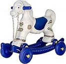 MH Collection Baby Toy Horse CHETAK Rider / Rocker with footrest Cart Non Battery Operated Ride On (Blue)