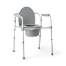 3-in-1 Steel Folding Bedside Commode, Removable Bucket & Seat, Gray