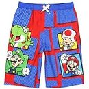 NINTENDO Super Mario Boys Swim Trunks, UPF50 Sun Protection, Quick Dry Swimsuit, Blue, Medium