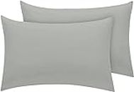 Comfy Nights Pack Of 4 PollyCotton Plain Dyed Easy Iron HouseWife Pillow Cases (Silver)