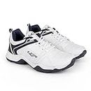 LANCER Men's Lace Up Sports Running Outdoor Shoes (White Navy, Numeric_8)