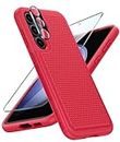 FNTCASE for Samsung Galaxy S23-FE Case: Dual Layer Protective Heavy Duty Cell Phone Cover Shockproof Rugged with Non-Slip Textured - Military Drop Protection Bumper Tough-6.4inch (Red)