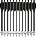 HUNTSPM 6.3" Pistol Crossbow Bolts, Aluminium Crossbow Arrows,Mini Crossbow Bolts with Broadhead Tips for 50-80lbs Pistol Crossbow Precision Target Practicing Shooting and Small Hunting (6pcs Black)