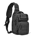 REEBOW GEAR Tactical Sling Backpack Rover Shoulder Sling Pack (Black)