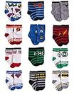DC Comic Assorted Superhero Characters 12 Pair Socks Set, Baby Boys, Age 0-24M (Justice League Design Set, 0-6 Months)