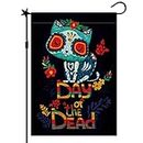CMEGKE Cute Cat Skeleton Day Of The Dead Garden Flag Halloween Cat Garden Flag Halloween Flags Halloween Garden Flag Double Sided Burlap Holiday Rustic Farmhous Home Outdoor Yard Decor12.5 x 18 In