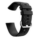 INF Bracelet compatible avec Fitbit Charge 3/4, bracelet de montre pour femme et homme, silicone, grand, noir