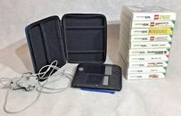 Nintendo 2DS blau & schwarz Bundle, 10 Spiele, Ladegerät, Tragetasche, 4GB SD-Karte