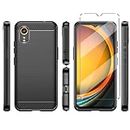 Cover Compatible with Samsung Galaxy Xcover 7 Case with 1 Pack Tempered Glass Screen Protector Phone Case for Samsung Galaxy Xcover 7,Soft TPU Slim Fit Shockproof Anti-Scratch Phone Cover-black