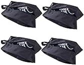 4 Portable Nylon Travel Shoe Bags Dust-Proof Shoe Storage Bag Organiser with Zipper Closure for Shoes, Trainers, Heels, Black