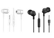Buy 1 Get 1 Free Branded Wired Durable Earphones Earbuds with Microphone, Clear Sound Noise Isolating in Ear Headphones, Stereo Ear Lead for Cell Phones,Laptop,Tablet (Black & White Combo)