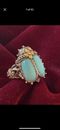 🦋 Barbara Bixby Bold Turquoise Scarab Sterling Silver 18k Gold Ring Size 7-7.5