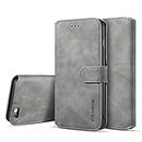 UEEBAI Case for iPhone 6 Plus iPhone 6S Plus, Luxury PU Leather Case Vintage Wallet Flip Cover TPU Inner Shell [Card Slots] [Magnetic Closure] Stand Function Folio Shockproof Full Protection - Grey