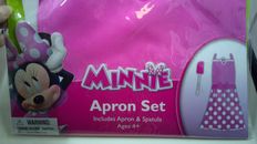 Disney Minnie Mouse Girls Pink Polka Dot Apron SET Kitchen Play Child